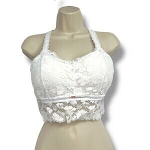JADY K Juliette White Stretch Lace Bra NWT L/XL Removable Pads Adjustable Strap